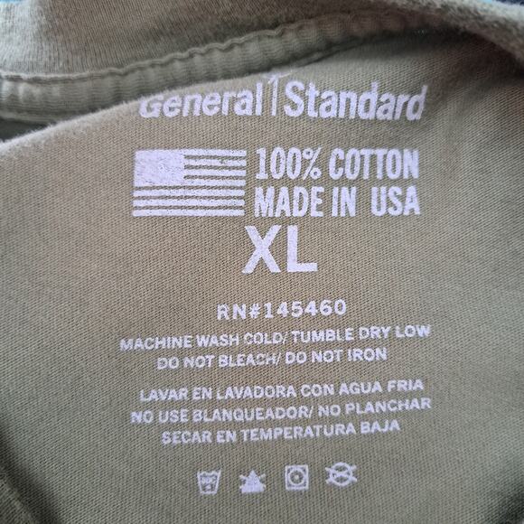 General Standard Land of the Free Military Green XL 100% Cotton T-Shirt - Picture 4 of 4